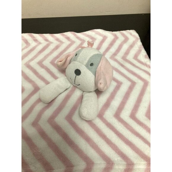 S.L. Home Fashions Pink & White Stripe Plush Puppy Dog Lovey Security Blanket - Picture 5 of 8